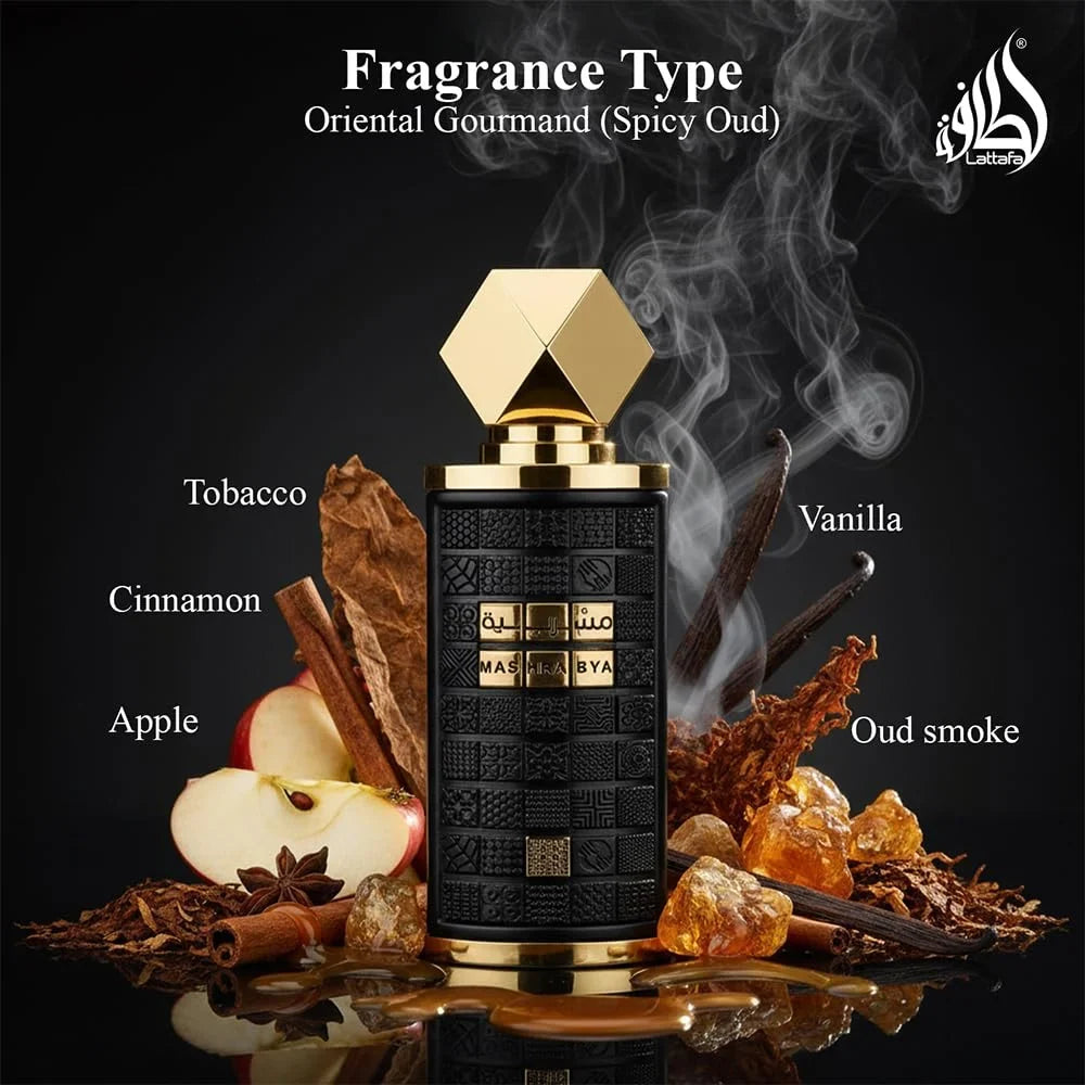 Lattafa Mashrabya for Unisex Eau de Parfum Spray, 3.4 Ounce / 100 ml