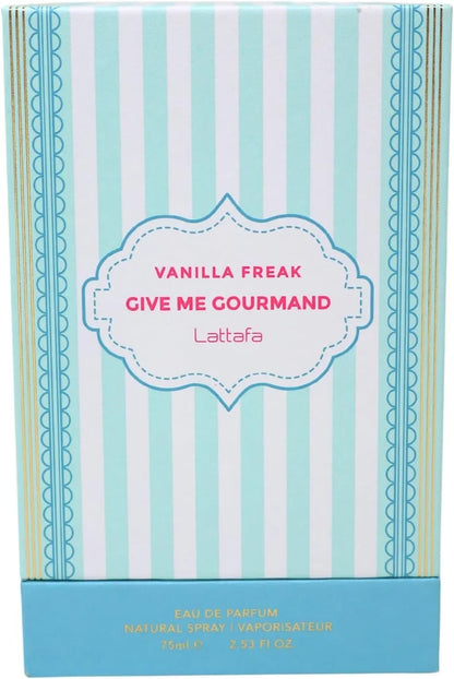 Lattafa Vanilla Freak Eau de Parfum, Give me Gourmand Collection, Unisex, Spray Form, 75ml, Vanilla Caramel Scent, Woody Notes, Long-lasting