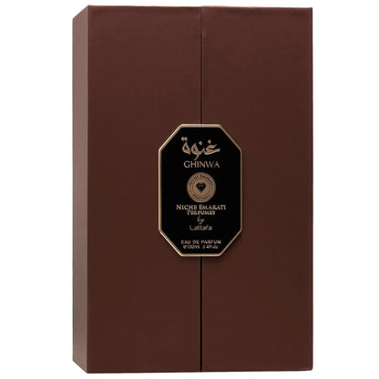 Lattafa Niche Emarati Ghinwa – Fruity, Floral, Woody, Mossy – Eau de Parfum Long-Lasting Fragrance for Everyone, 3.4 Ounce / 100 ml