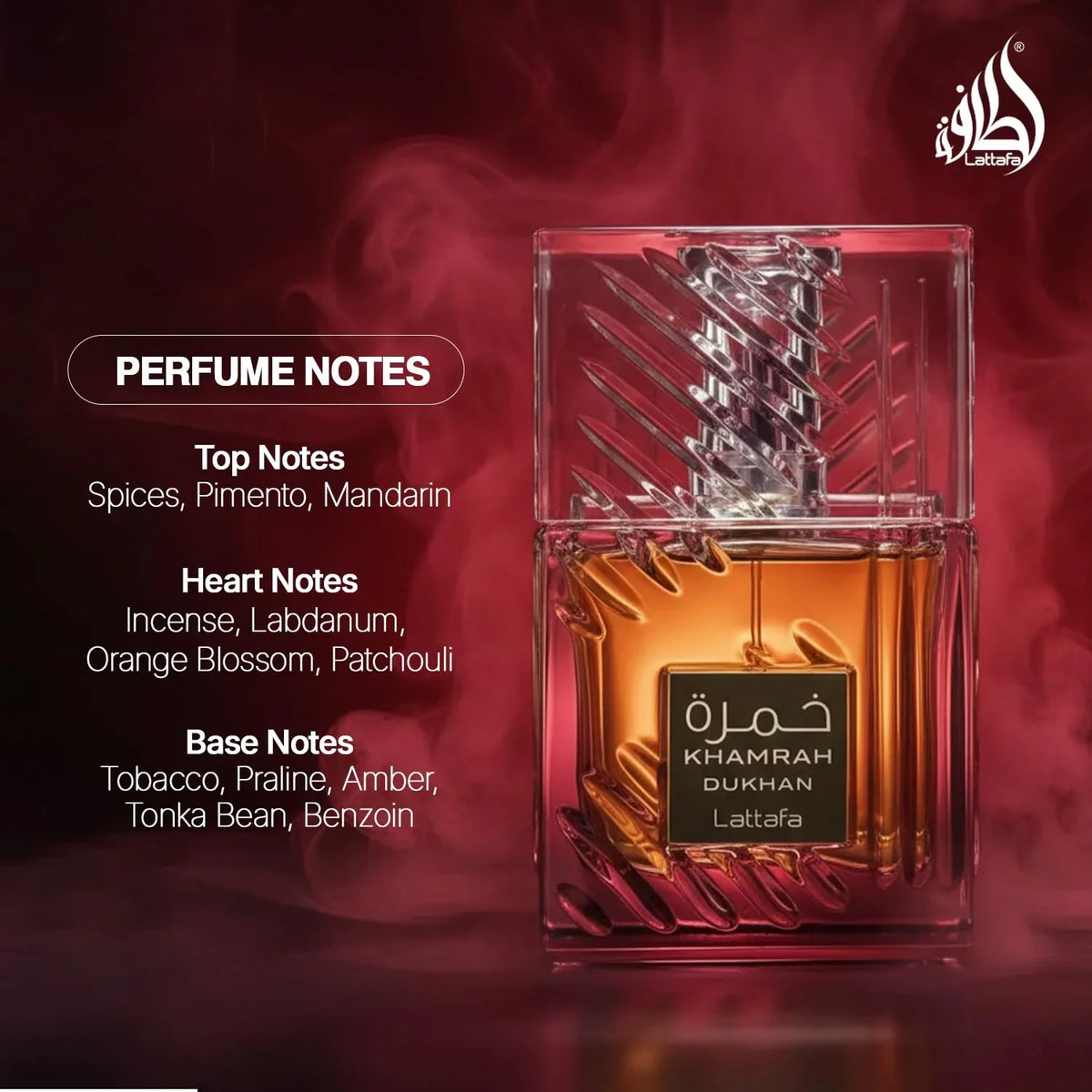 Lattafa Khamrah Dukhan for Unisex Eau de Parfum Spray, 3.4 Ounce / 100 ml