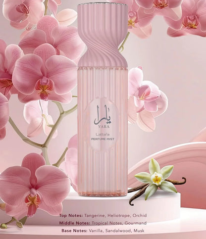 Lattafa Body Mist Yara Eau De Parfum | Tangerine, Heliotrope, Orchid, Vanilla, Sandalwood | Long-Lasting Perfume Fragrance