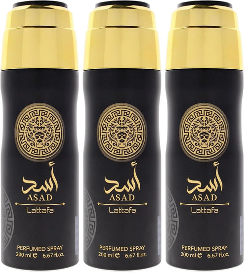 Lattafa Asad for Men - 6.67 oz Body Spray (Pack of 3)