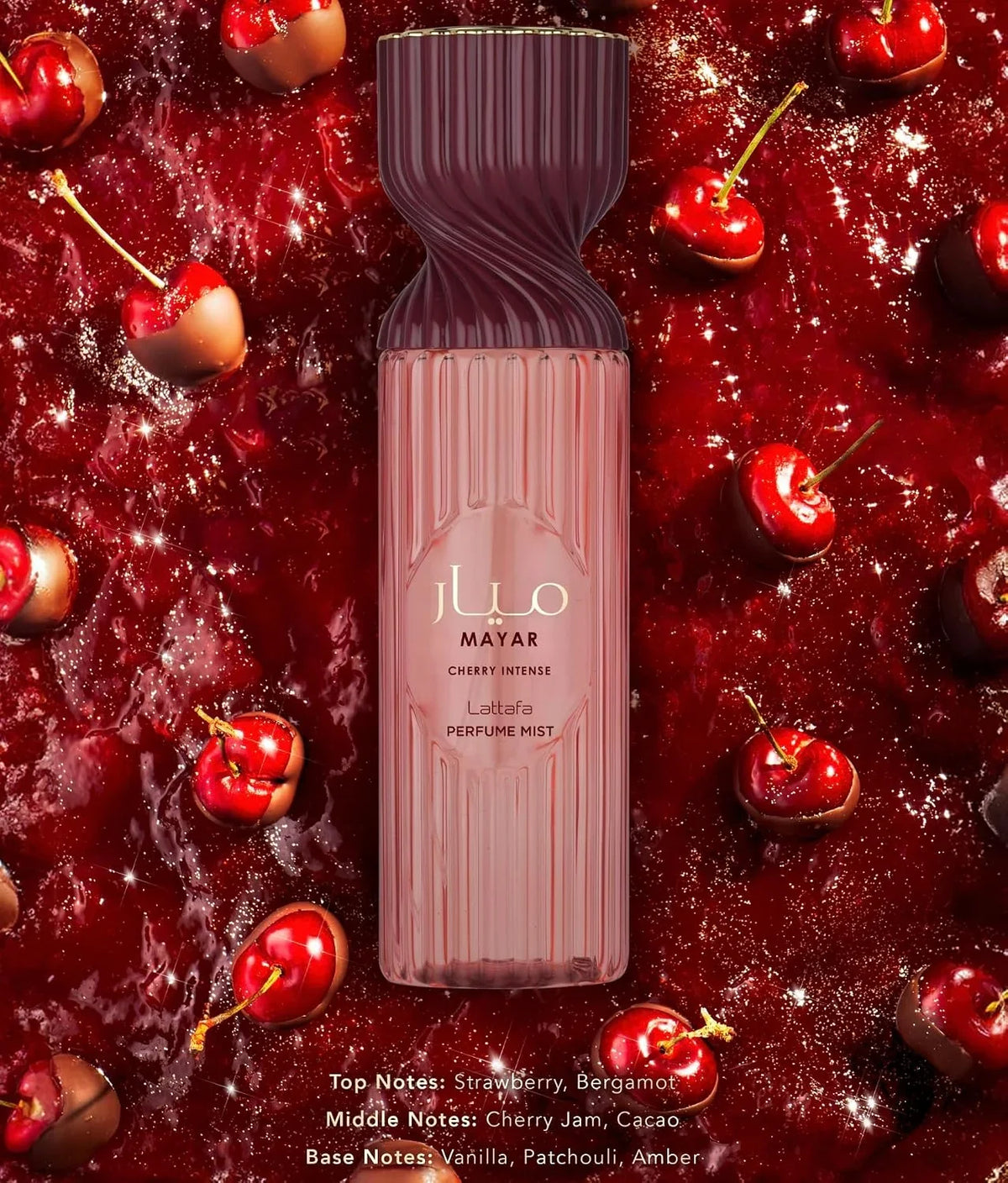 Lattafa Mayar Cherry Intense Perfume Mist 250ml – Sweet Gourmand Body Spray with Strawberry, Bergamot, Cherry Jam, Cacao, Vanilla, Patchouli & Amber Notes