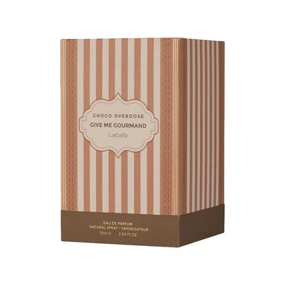 Lattafa Choco Overdose Eau de Parfum, Gourmand Collection, Dark Chocolate Fudge and Caramel Fragrance, 75ml Spray, Sweet and Elegant Give Me Gourmand Collection