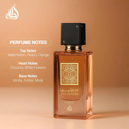 Lattafa Ana Abiyedh Coral for Unisex Eau de Parfum Spray, 2.0 Ounce / 60 ml
